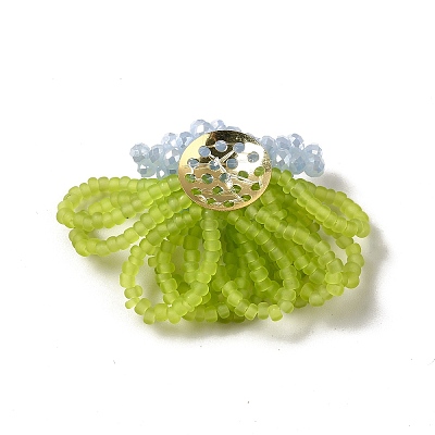 Glass Beads Braided Flower Cabochons GLAA-F120-01A-1