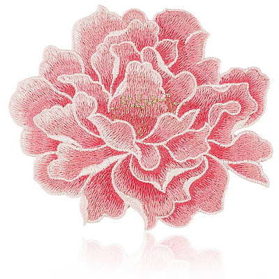 4Pcs Peony Polyester Embroidery Sew On Patches PATC-CY0001-72A-1