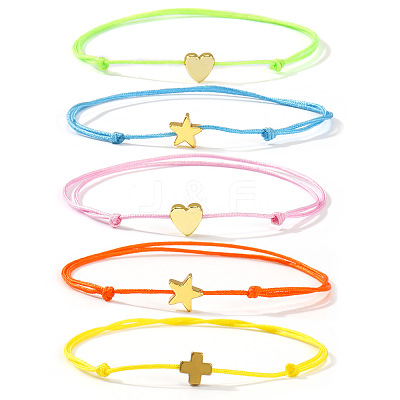 5Pcs Polyester Adjustable String Bracelet Set TN0699-1
