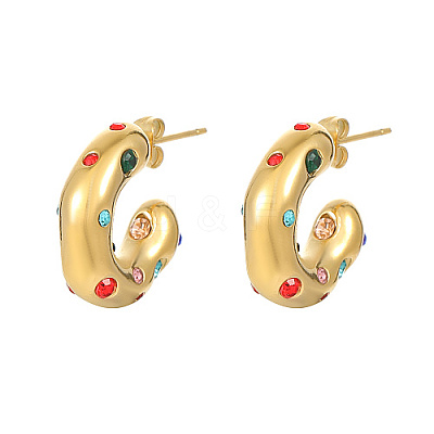 304 Stainless Steel C Shaped Stud Earrings HH9733-2-1