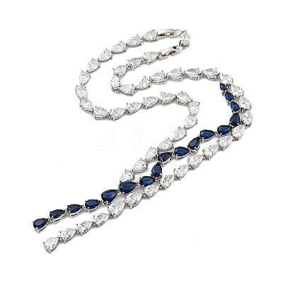 Brass Micro Pave Cubic Zirconia Necklaces NJEW-H027-01P-02-1