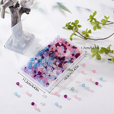 600Pcs 6 Colors Transparent Acrylic Beads & Bead Caps TACR-SC0001-16-1