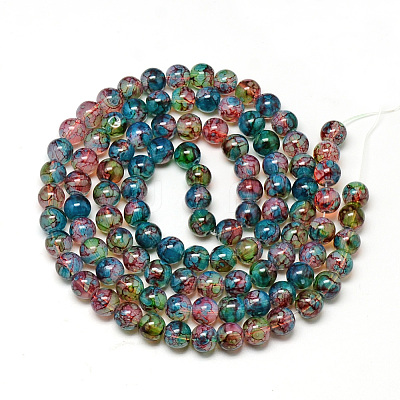Baking Paint Glass Beads Strands X-DGLA-Q023-8mm-DB70-1