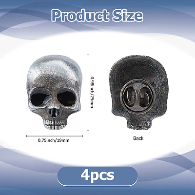 4Pcs Skull Alloy Brooches AJEW-FH0005-58A-1