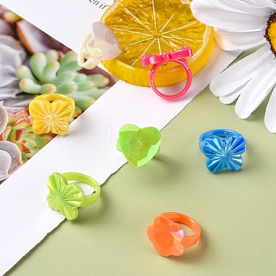 Valentines Day Gifts Kids Acrylic Rings RJEW-S618-M-1