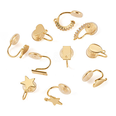 10Pcs 5 Styles Brass Micro Pave Cubic Zirconia Clip-on Findings EJEW-TA0001-66B-1