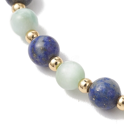 Natural Lapis Lazuli and Glass Round Beads Stretch Bracelets for Women Men BJEW-JB13516-1