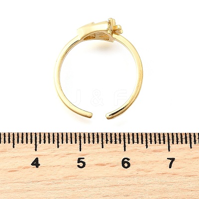 Ocean Theme Brass Micro Pave Cubic Zirconia Cuff Rings for Women LS-RJEW-F184-17D-G-1