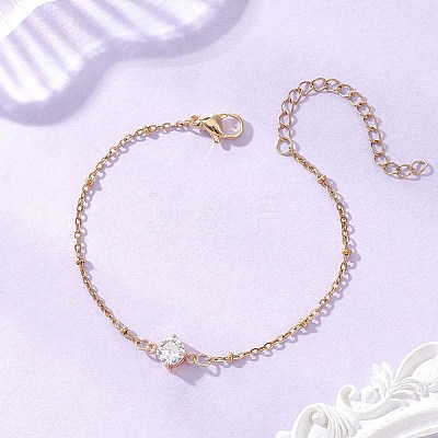 304 Stainless Steel Glass Link Bracelets BJEW-JB13489-1