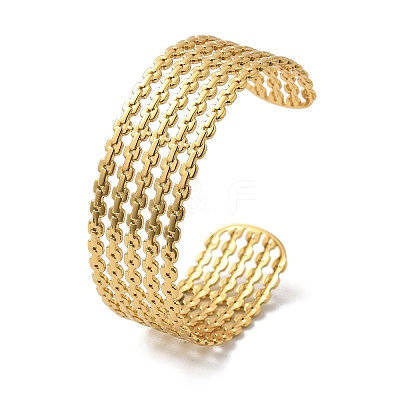 Hollow Out 304 Stainless Steel Cuff Bangles for Women BJEW-Z096-01G-1