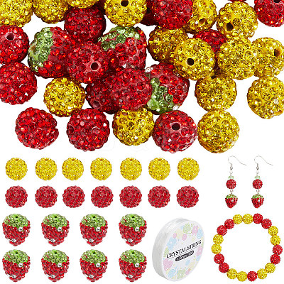 DIY Strawberry Handmade Polymer Clay Rhinestone Beads Bracelets Making Kits FIND-SC0015-13-1