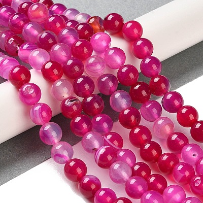 Natural Striped Agate/Banded Agate Beads Strands G-Z060-A01-B06-1
