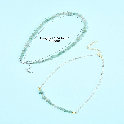 Natural Red Aventurine & Green Aventurine & Amethyst & Rose Quartz & Synthetic Turquoise Chips Beaded Necklaces NJEW-FS00013-1