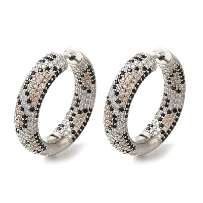 Rack Plating Brass Micro Pave Cubic Zirconia Hoop Earrings EJEW-H016-21P-1