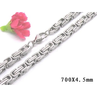 Non-Tarnish 201 Stainless Steel Byzantine Chain Necklaces NJEW-V0313-06-1