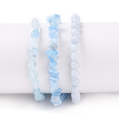 Natural Aquamarine Stretch Bracelets BJEW-JB05649-1
