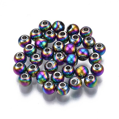 Rack Plating Rainbow Color 304 Stainless Steel Beads STAS-S119-081A-01-1