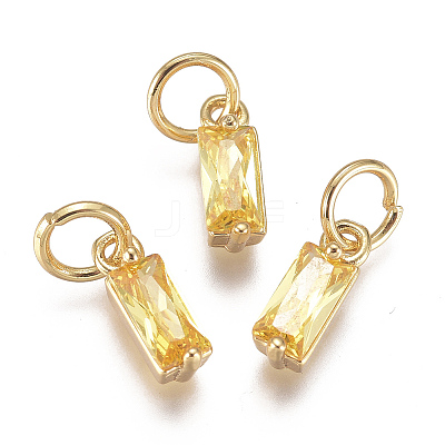 Brass Micro Pave Cubic Zirconia Charms X-ZIRC-F111-03G-1