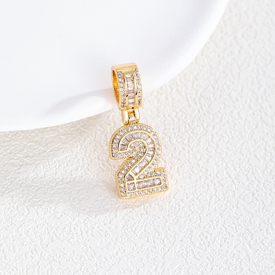 Brass Clear Cubic Zirconia European Dangle Charms LS-KK-R003-01G-02-1