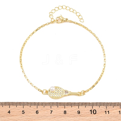 Brass Micro Pave Clear Cubic Zirconia Link Bracelets for Women KK-CBA68DA-01-1