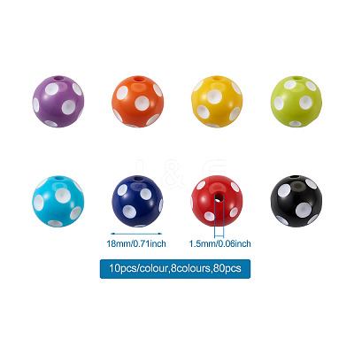 80Pcs 8 Colors Opaque Resin Beads RESI-CW0001-06B-1