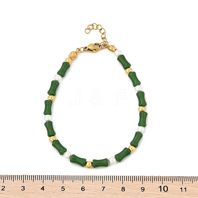 304 Stainless Steel Beaded Bracelets for Women BJEW-M056-08G-03-1