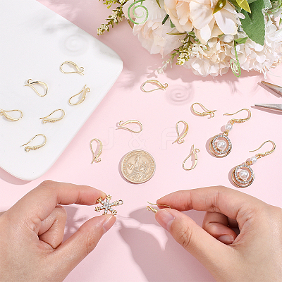 16Pcs Brass Cubic Zirconia Earring Hooks KK-BBC0027-64G-1