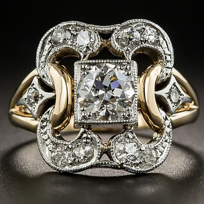 Square Brass Micro Pave Clear Cubic Zirconia Finger Rings FS-WG35D08-03-1
