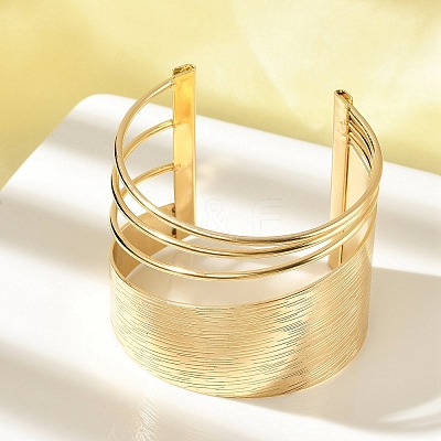 Alloy Open Cuff Bangles BJEW-K272-01G-1