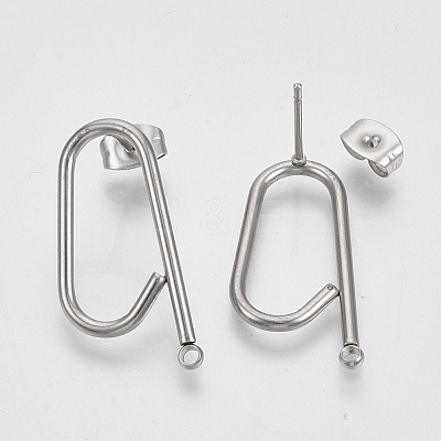 Left and Right Non-Tarnish 304 Stainless Steel Stud Earring Findings X-STAS-S079-142A-1