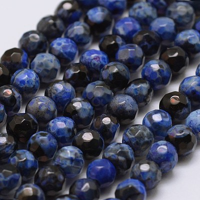 Faceted Natural Fire Crackle Agate Beads Strands X-G-F447-4mm-A19-1