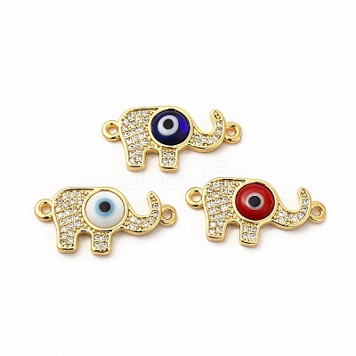 Rack Plating Real 18K Gold Plated Brass Micro Pave Clear Cubic Zirconia Connector Charms ZIRC-L102-05G-1