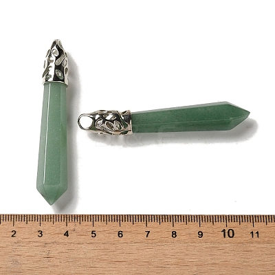 Natural Green Aventurine Pointed Big Pendants G-Z055-01P-02-1