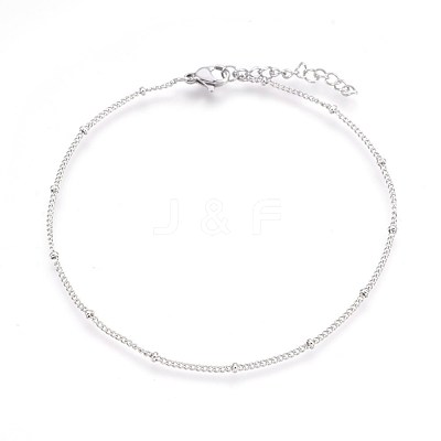 Tarnish Resistant 304 Stainless Steel Curb Chain Anklets AJEW-P069-05P-1