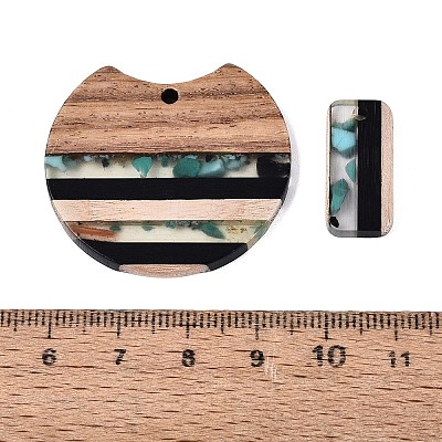 10Pcs 5 Styles Transparent Resin & Walnut Wood Pendants RESI-N053-08-1