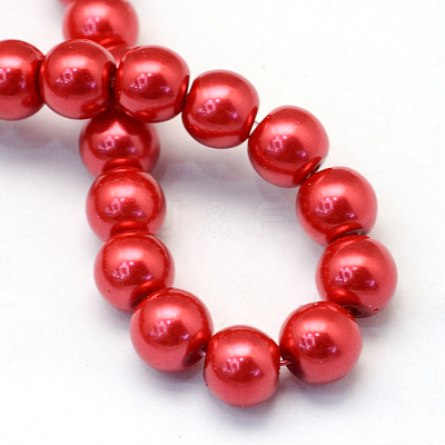 Baking Paint Pearlized Glass Pearl Round Bead Strands X-HY-Q003-10mm-74-1