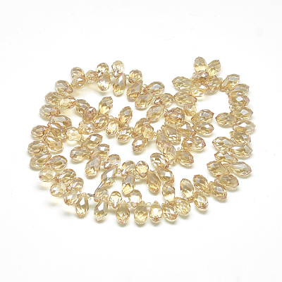 Electroplate Glass Beads Strands X-EGLA-S142-6x12mm-03-1