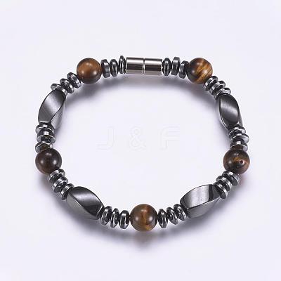 Non-Magnetic Synthetic Hematite Beaded Bracelets BJEW-P178-12-1