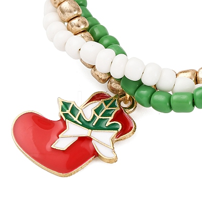 Christmas Alloy Enamel Charm Bracelets BJEW-JB12482-02-1