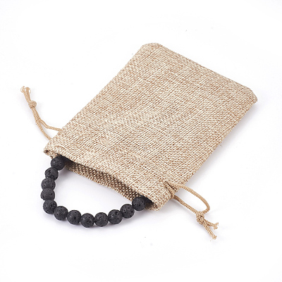 Natural Lava Rock and Agate Stretch Bracelets BJEW-JB03908-1