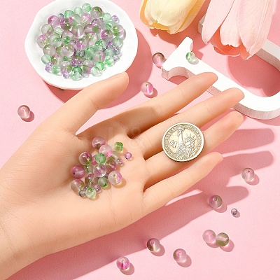 150Pcs 3 Styles Frosted Spray Painted Glass Beads Strands GLAA-YW0004-34A-1