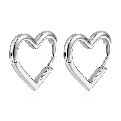 Heart Stainless Steel Hoop Earrings PW-WG7B21D-03-1