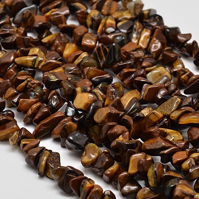Chip Natural Tiger Eye Beads Strands X-G-N0134-09-1