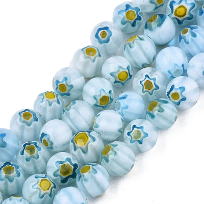 Round Millefiori Glass Beads Strands LK-P001-36-1