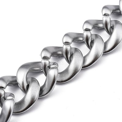 Handmade Spray Painted CCB Plastic Curb Chains AJEW-JB00737-03-1