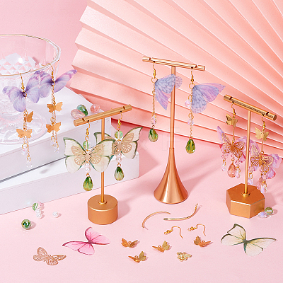 DIY Polyester Butterfly Dangle Earring Making Kits DIY-SC0026-62-1