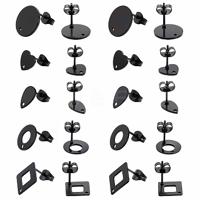 30Pcs 5 Style 304 Stainless Steel Stud Earring Findings STAS-SC0004-31-1