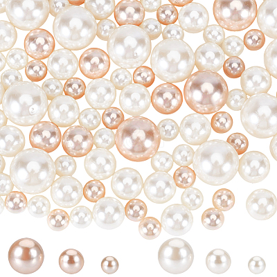 150Pcs 3 Styles ABS Plastic Imitation Pearl Round Beads KY-SP0001-62-1