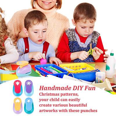 4Pcs 4 Colors Plastic Craft Punch for Scrapbooking & Paper Crafts TOOL-FG0001-11-1
