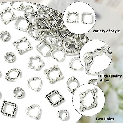100Pcs 10 Styles Tibetan Style Alloy Bead Frame FIND-CJ0003-76-1